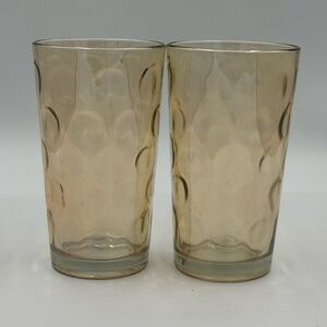 Vintage Hazel Atlas Amber Dot 10oz Tumbler Glasses - Set of 2